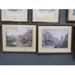 Pair of urban prints entitles ''A busy street'' and ''Shopping day''