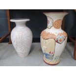 2 floral patterned vases