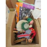 Box containing a Furby toy plus puppets