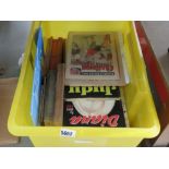 Box containing childrens annuals, magazines and novels