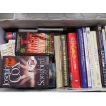 Box containing a qty of cookery books and novels