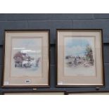 Pair of rural prints entitled ''The thatcher'' and ''Dry stone walling''