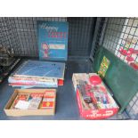 Cage containing 5 sets of vintage cards, books on basic aircraft recognition, scrapbook, yo-yo and