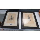 2 framed and glazed prints of infantrymen