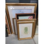 Prints to include - a study of a lady, the golfing match, daffodils, Chinese embroidery and floral