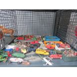 Cage containing die cast toys and lead soldiers