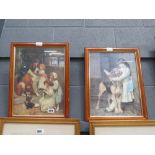 Pair of Arthur Elsley prints of children with pets