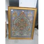 Framed and glazed Buddhist panel