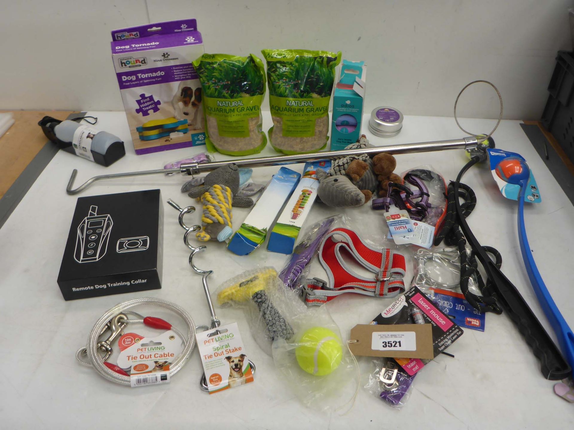 Animal catch pole, Aquarium gravel, Remote dog training collar, leads, collars, toys, travel