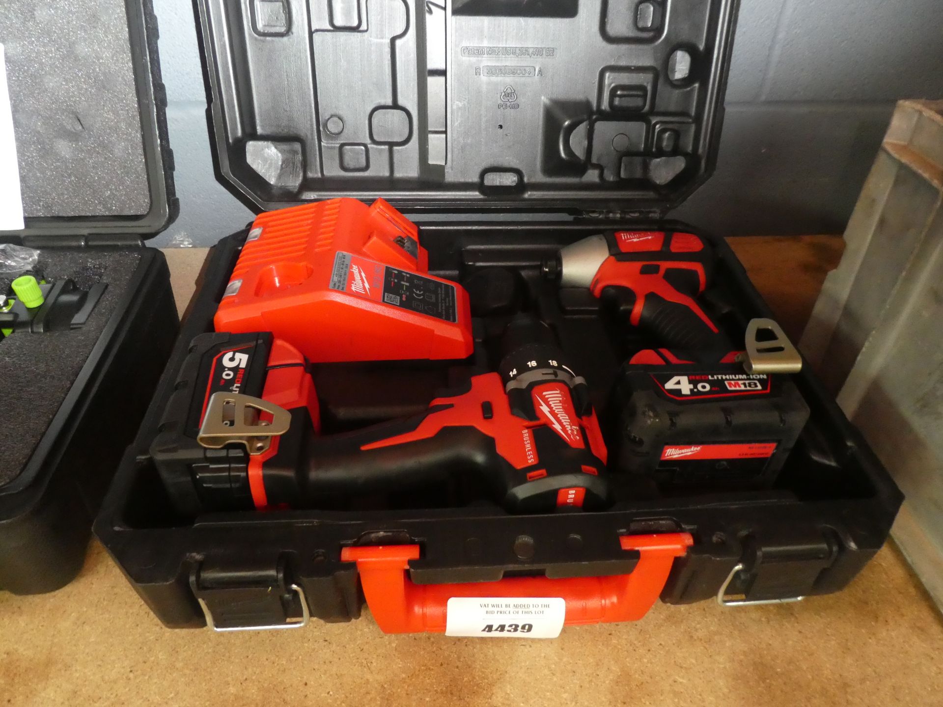 Milwaukee drill and driver set with 2 batteries and charger