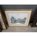 5026 Framed and glazed painting of a day at the races