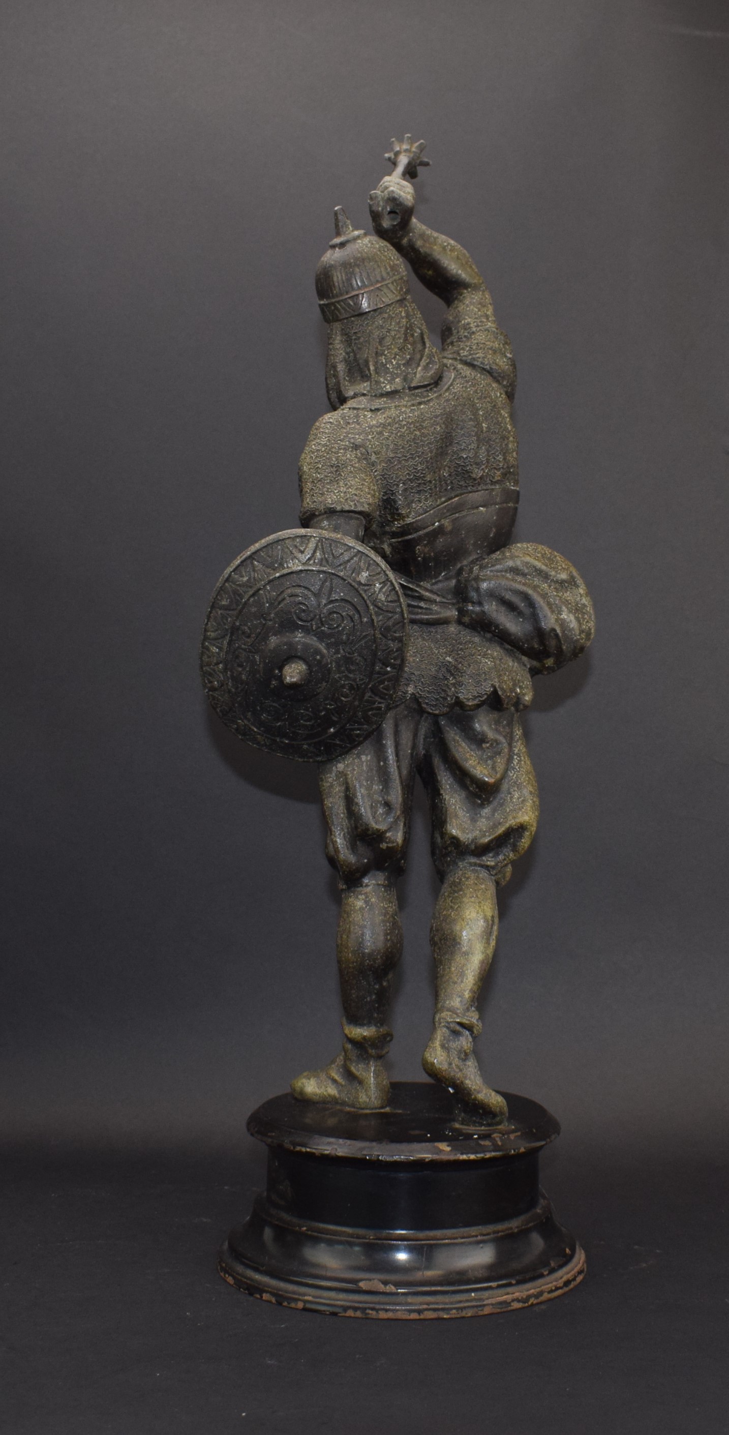 A pair of spelter figures modelled as ancient warriors (one damaged) - Image 3 of 8