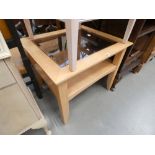 Beech coffee table with shelf under and glazed insert