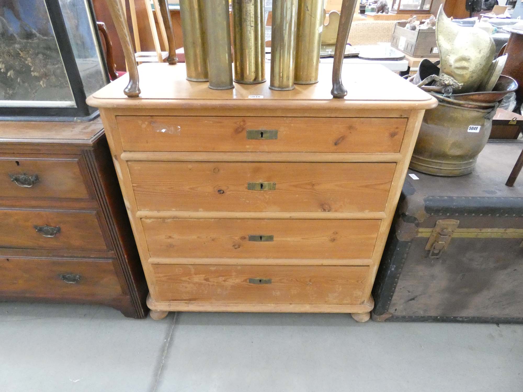 Pine four drawer chest of drawers