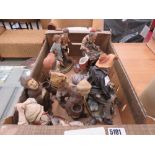 Box of assorted figures to include children strolling, gentlemen at work and monks