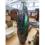 Crackle glazed glass flower vase