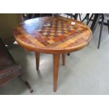 5395 Chess board topped table on oak supports