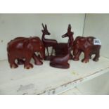 Small quantity of wooden carved animals