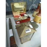 Quantity of playing cards, mantle clock and boxed set of dominoes