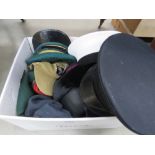 Box of assorted military hats