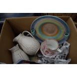 Single box of china to include jugs, bowls and mugs