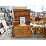 Pine sideboard with plate rack over