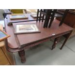 Mahogany dining room extending table with two leaves of bolster supports Approx - 110cm without