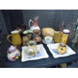 5736 - Cage containing assorted china to include vases, pig ornaments, cream jugs and others