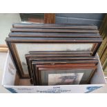 Box of assorted architectural pictures, street side pictures and riverside scenes