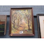 Oil on board - painting of a forest scene