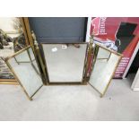 Brass framed folding dressing table mirror