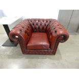 5037 Ox blood button back chesterfield armchair