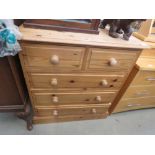 Two over three pine chest of drawers