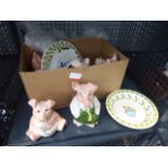 Quantity of china to include Natwest collectable piggy banks and Beatrix Potter collectable china