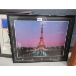 Framed and glazed picture of Paris