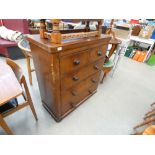 Dark wood chest of two over three drawers