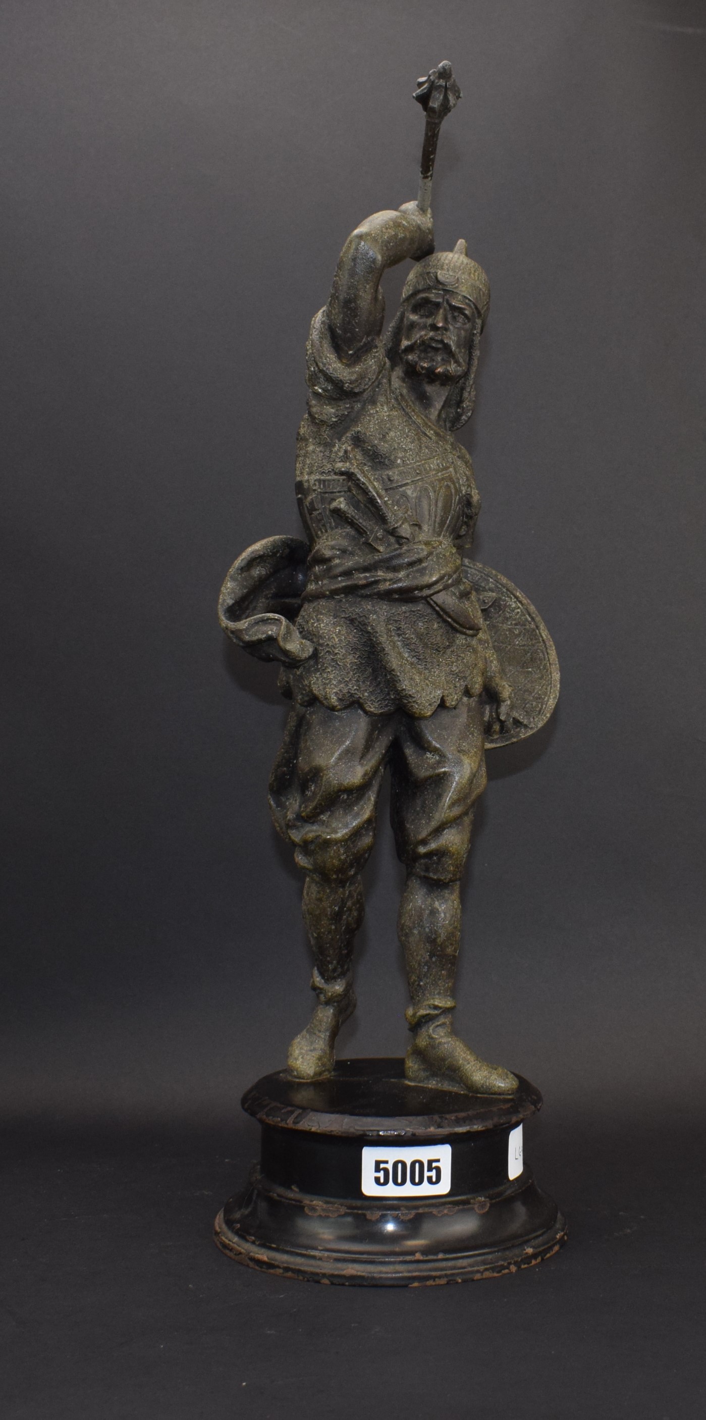 A pair of spelter figures modelled as ancient warriors (one damaged) - Image 2 of 8