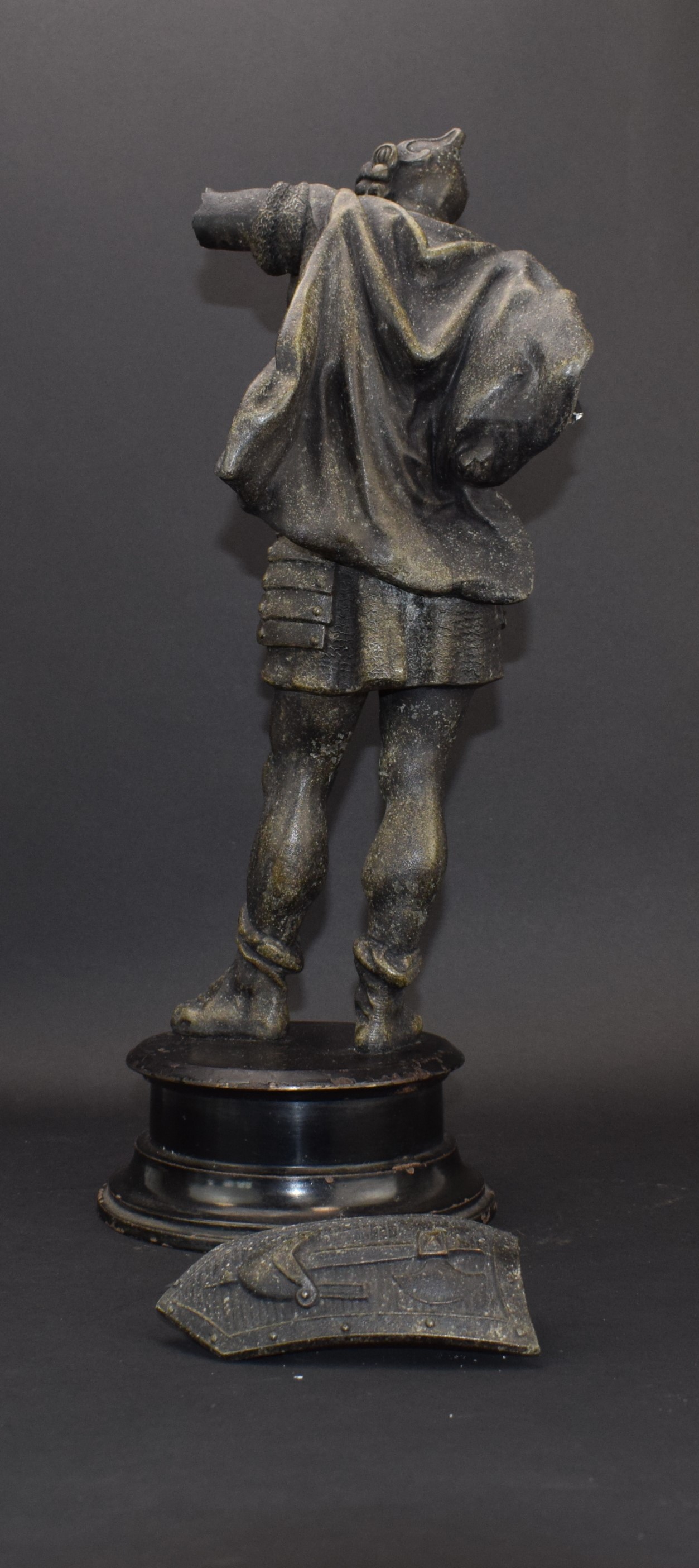 A pair of spelter figures modelled as ancient warriors (one damaged) - Image 7 of 8