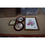 Royal Worcester The Worcester Rose collection wall plaque, 2 smaller decorated plaques and a vintage