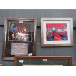 Two framed and glazed pictures, one of Kevin Keegan OBE and one of some Chelsea players - John Terry