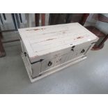 White painted pine blanket box