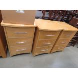 Three desk height three drawer pedestals in beech