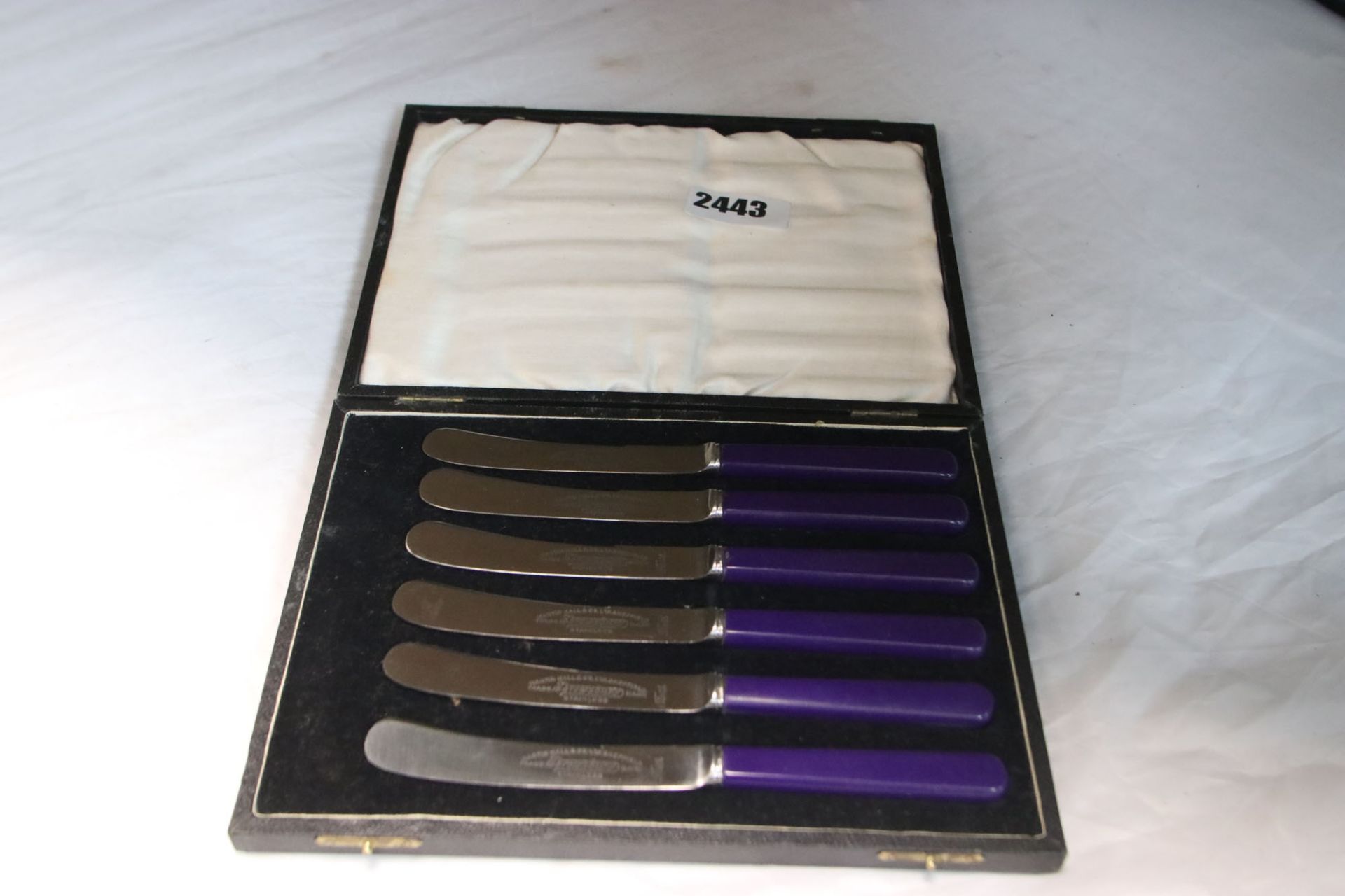 Set of 6 Martin & Hall Co. Lts Sheffield knives in fitted case