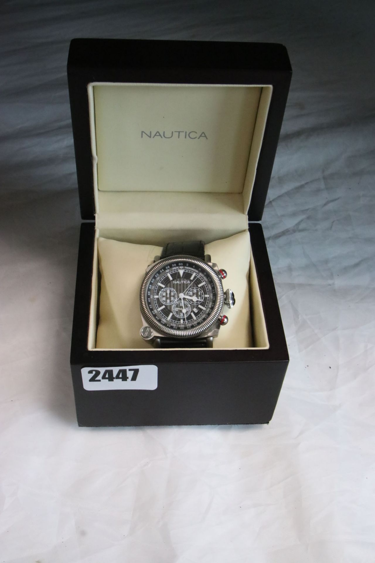 Nautica chronograph dial watch with 24-hour dial hidden watch