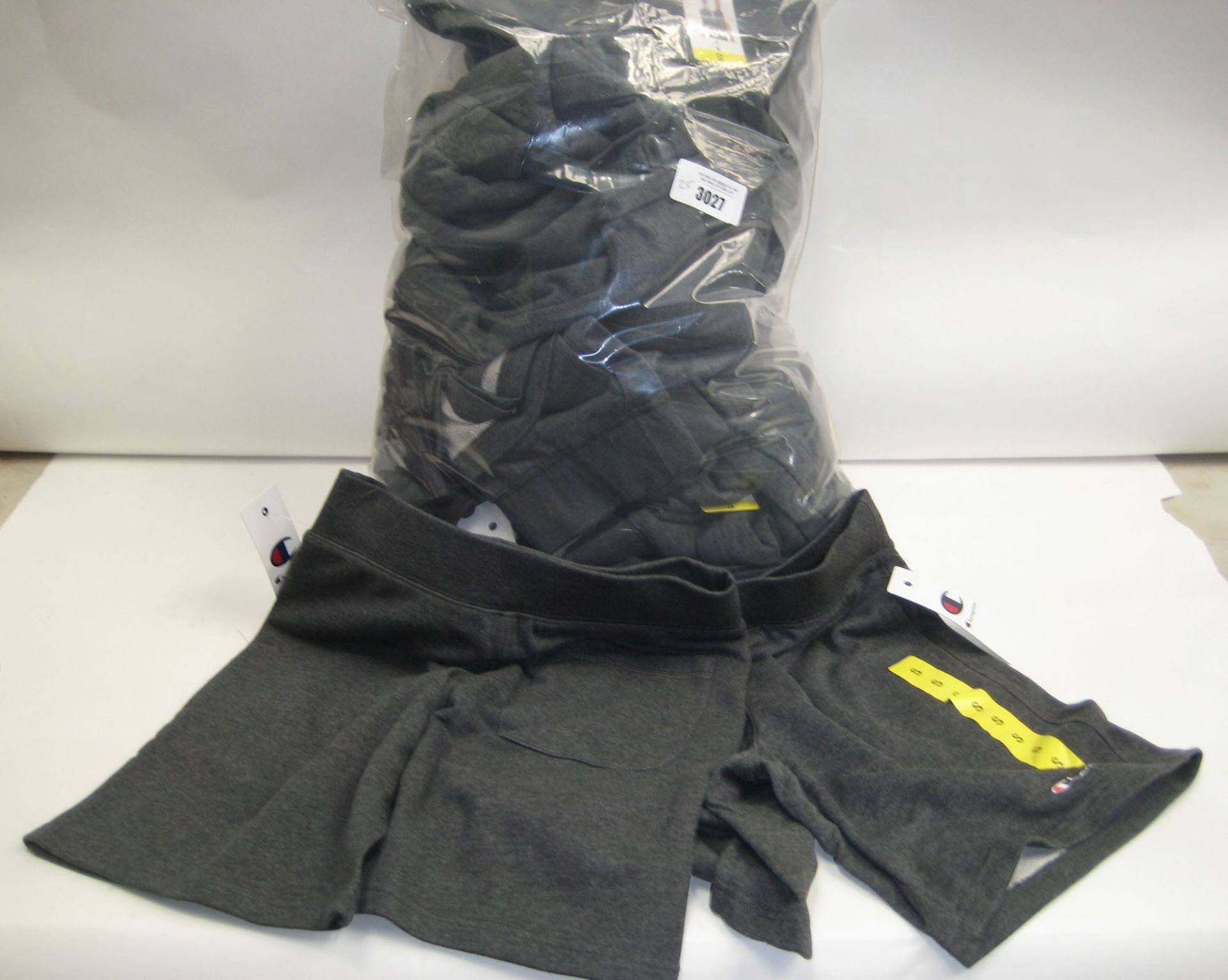 Bag of approx 25 grey Champion sports shorts mainly size S