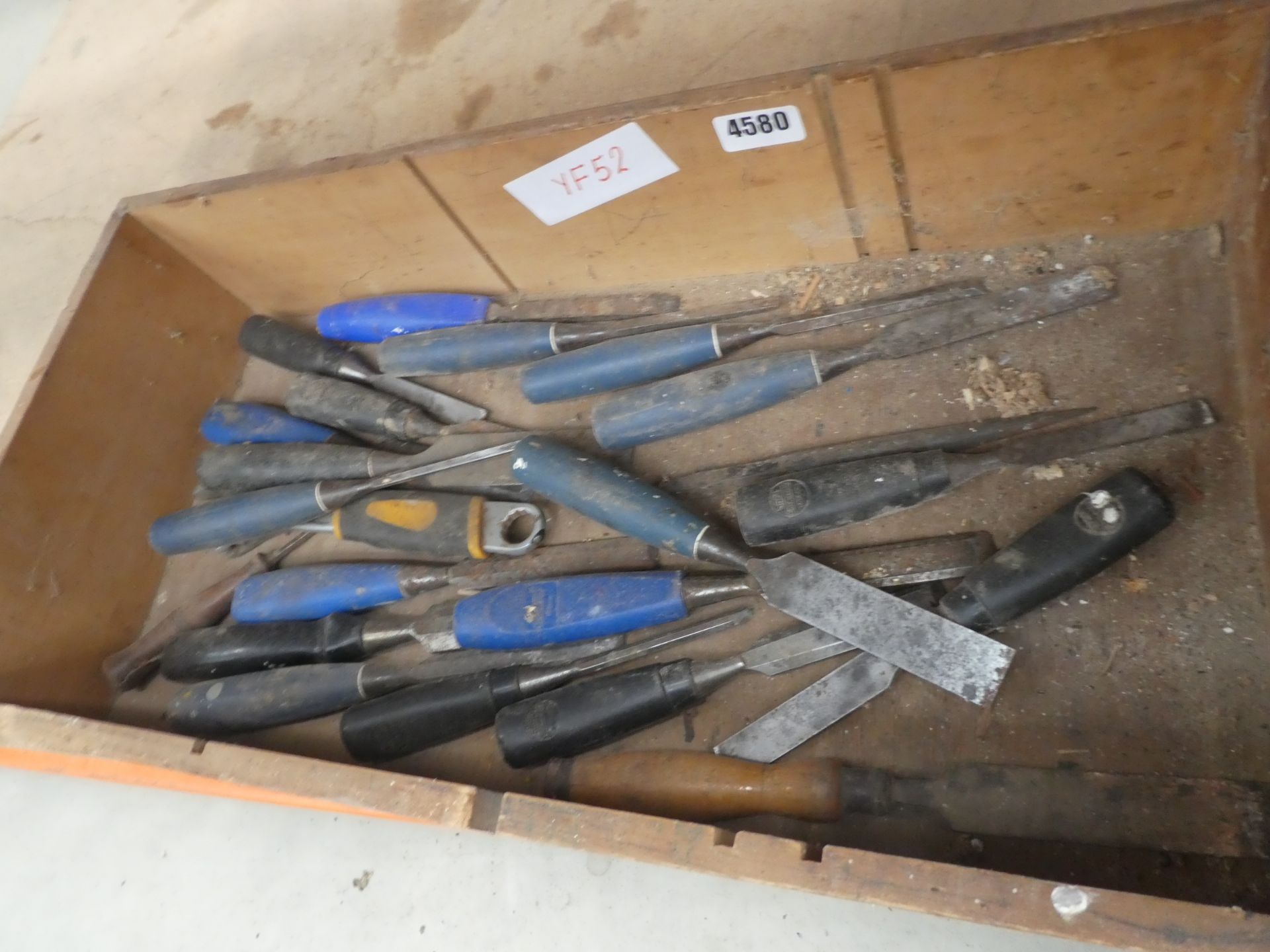 Wodoen drawer containing chisels and spanner