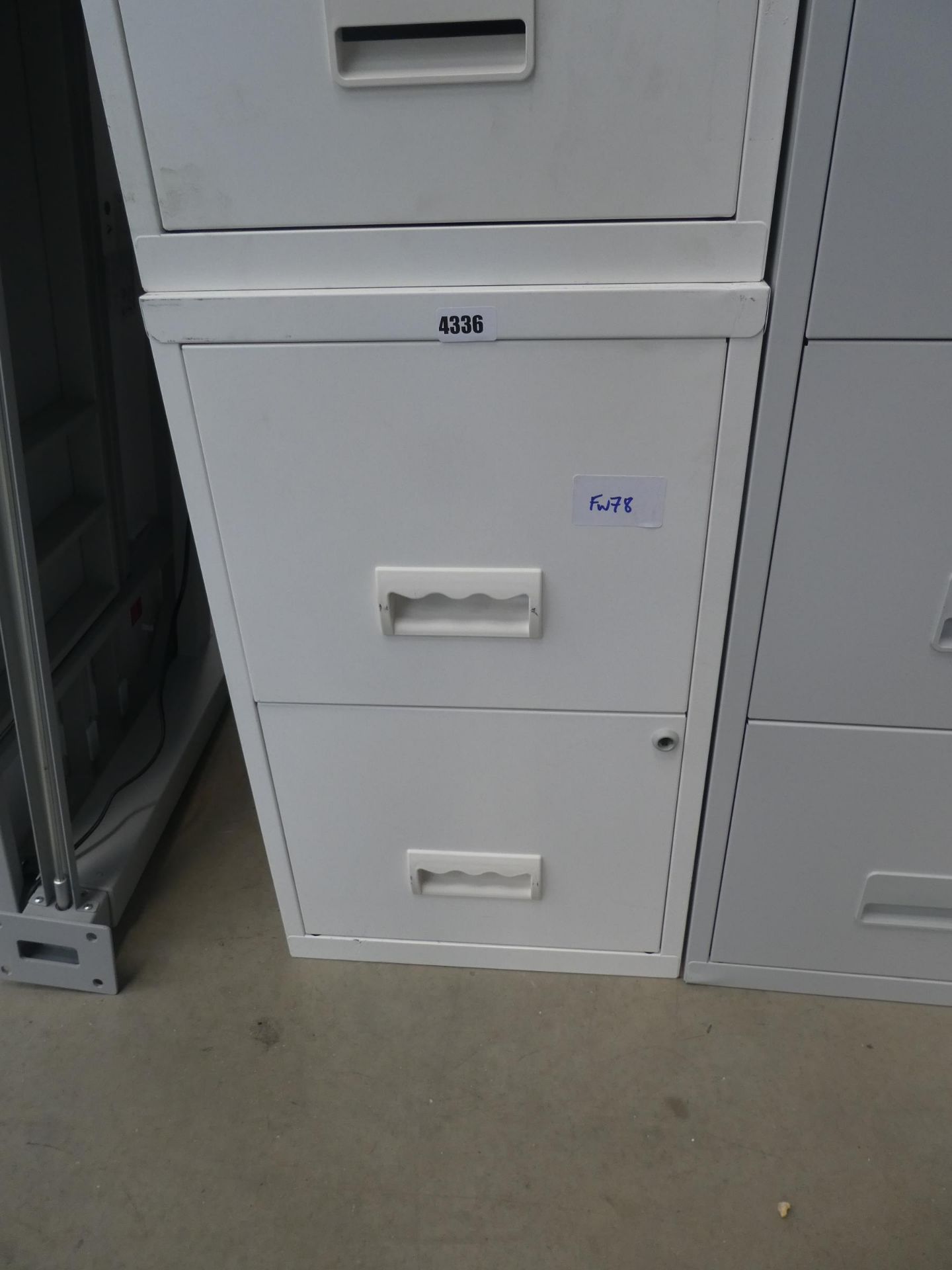 2 drawer metal filing cabinet in white