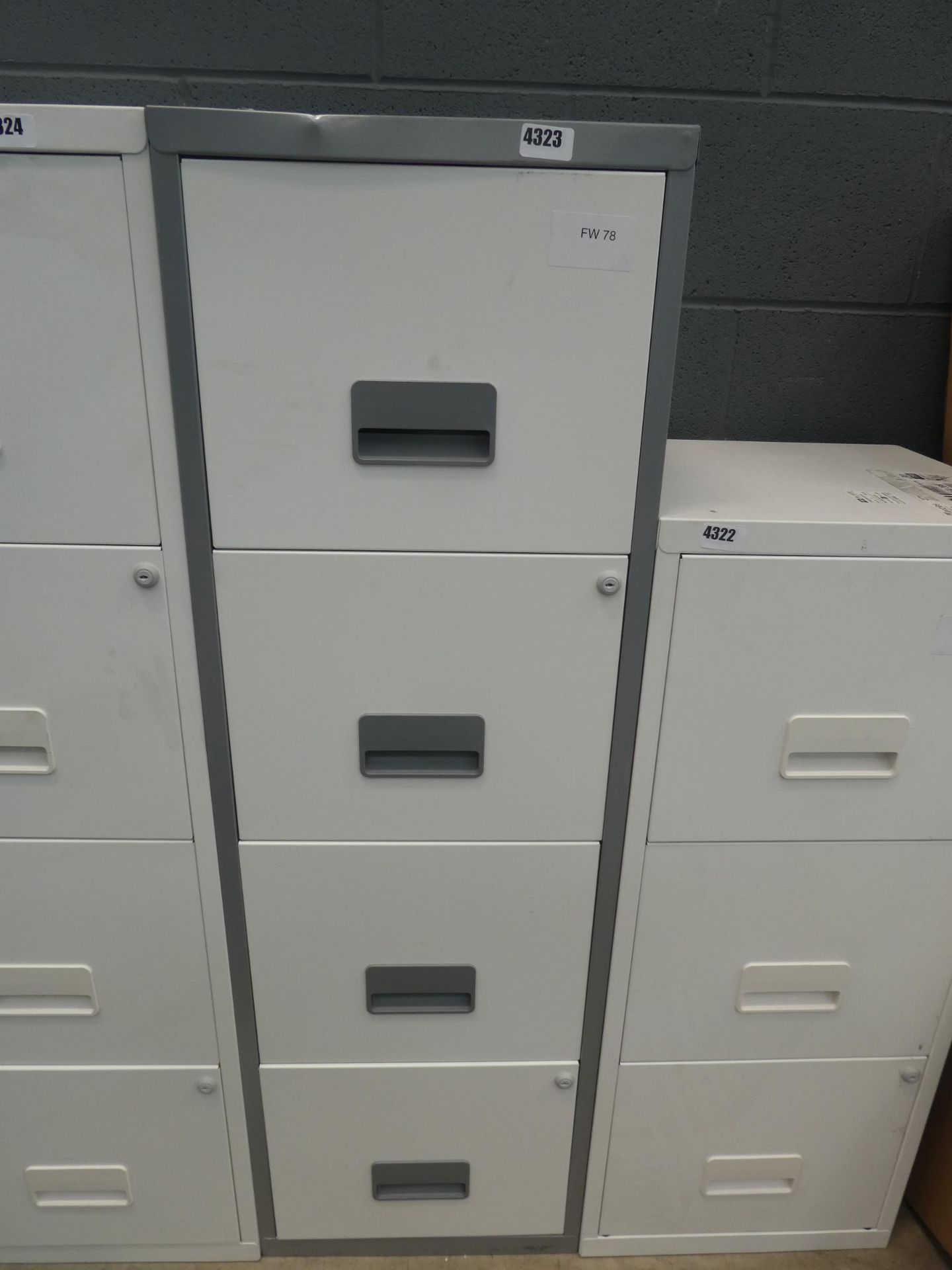 4300 - 4 drawer grey and white metal filing cabinet