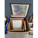 Box of prints etc. including Winnie the Pooh