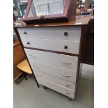 1970's white painted chest of 2 over 4 drawers